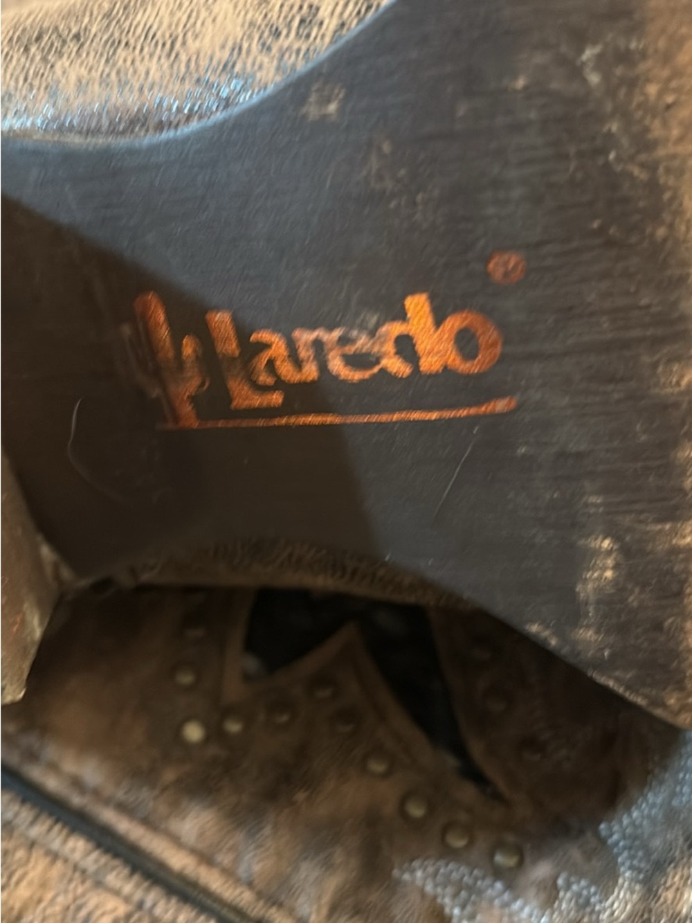 Laredo Brown Leather Western Boots with Stud Accents